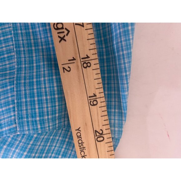 Ariat Pro Series Button Down Mens Size L Blue Plaid Vented Short Sleeve Western - Picture 7 of 9